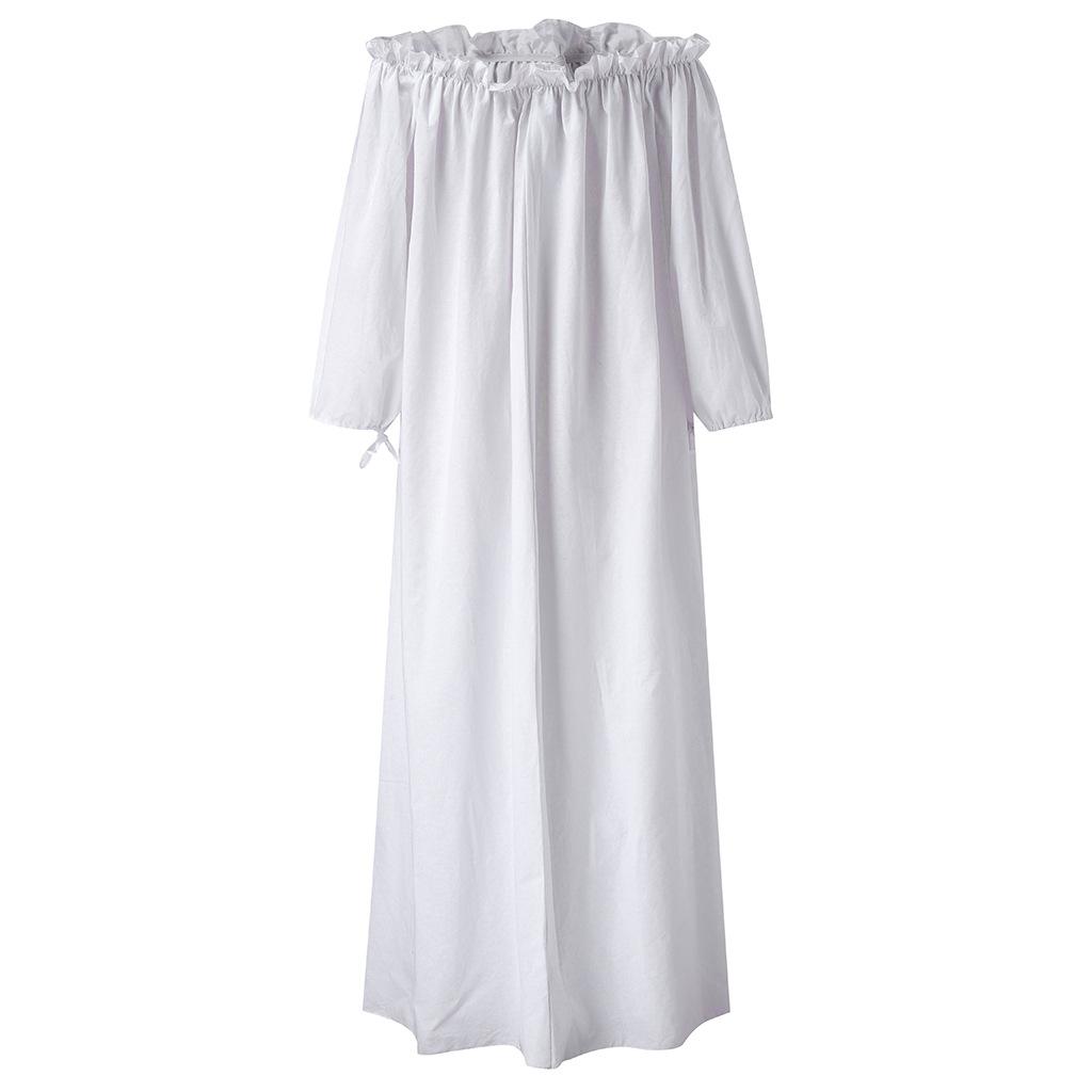 

Весна Осень Женское платье больших размеров Повседневное Однотонное Одноцветное платье с вырезом M белый