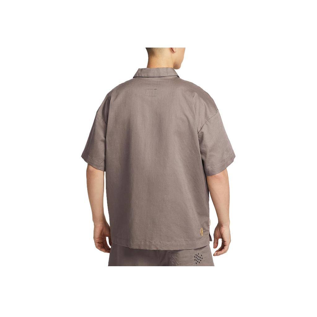 Nike SS25 Comfortable Classic Fashion Solid Color Versatile Short Sleeve Shirt Men Shirts Brown HJ2982289