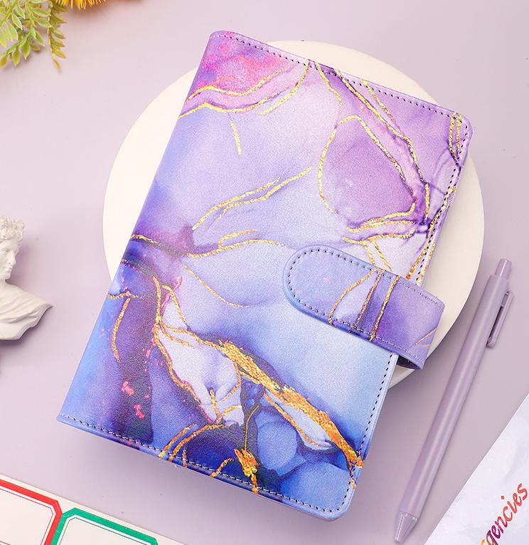 Macaroon Colored Marble Color A6\ PU Leather DIY Binder Notebook Cover Diary Agenda Planner Paper Cover School Stationery