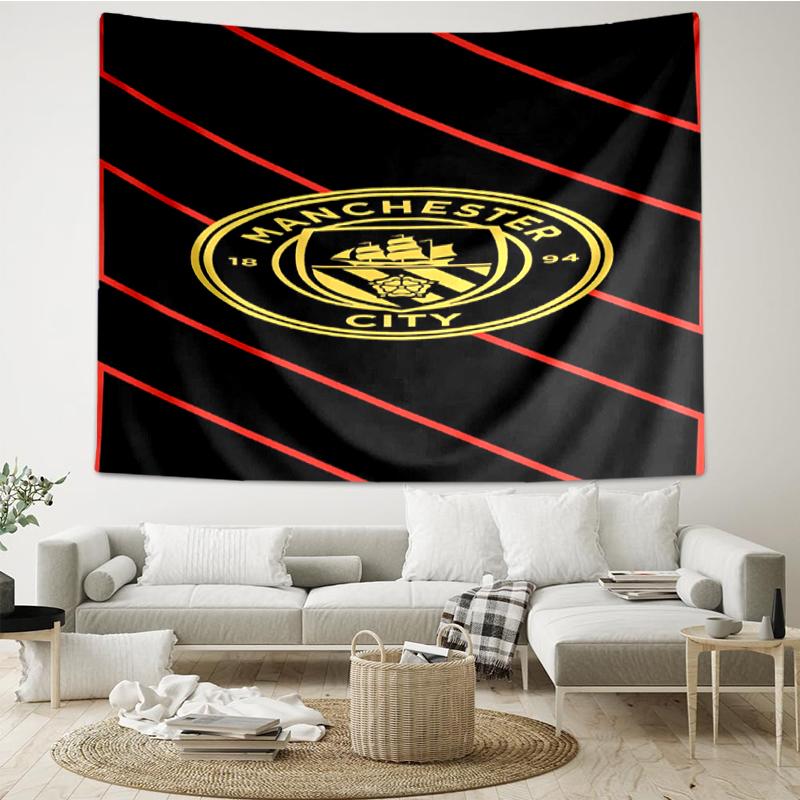 Manchester City Print Tapestry, Backdrop, Easy Setup, Ideal for Bedroom, Office & Living Room, with Aesthetic Wall Hanging Decor.