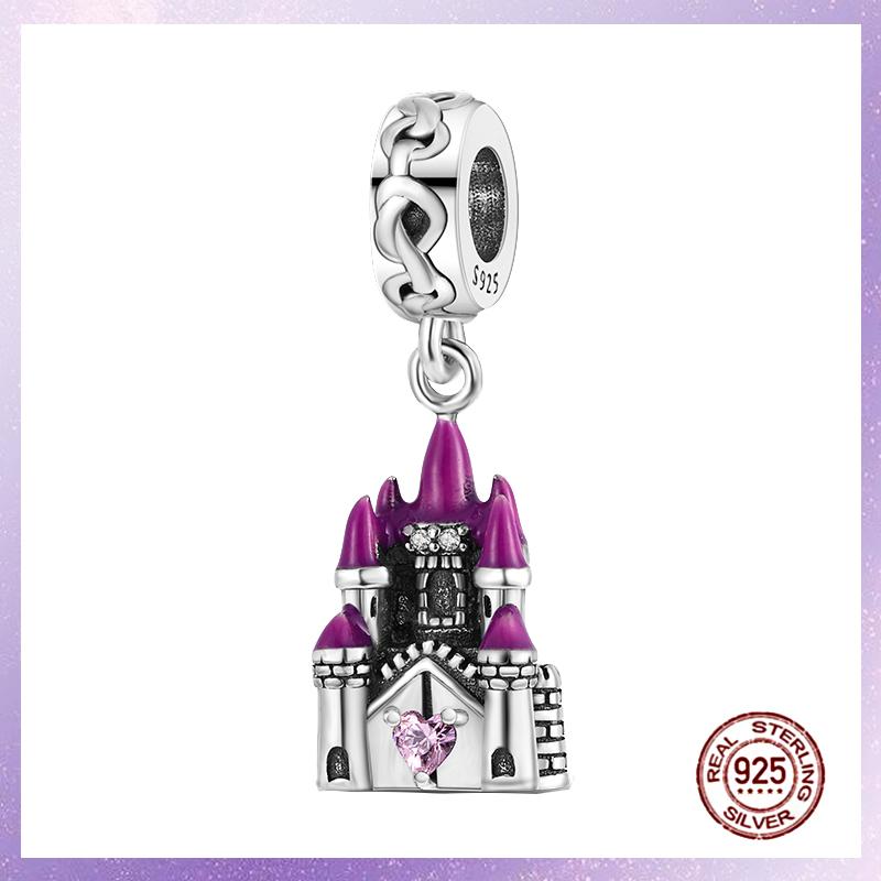 Purple Charms Copper Fit Original Pendant Bracelet Butterfly Glass Heart Feather Clip Charm Dangle Luminous Bead Diy Jewelry