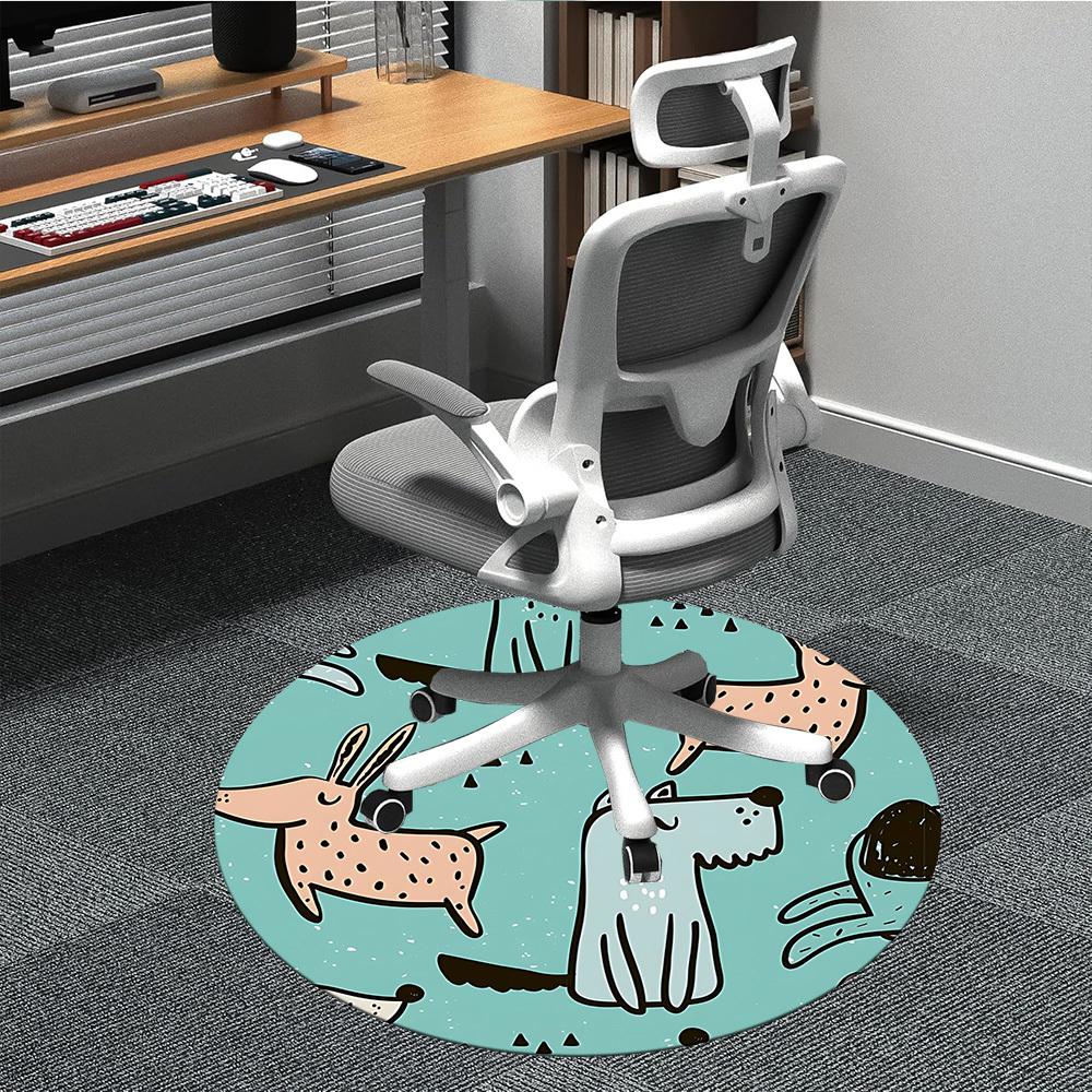 

1pc Dogs, Forest Chair Carpet for Office, Non slip, Soft and Durable Office Rug for Interior Decoration 80cm
