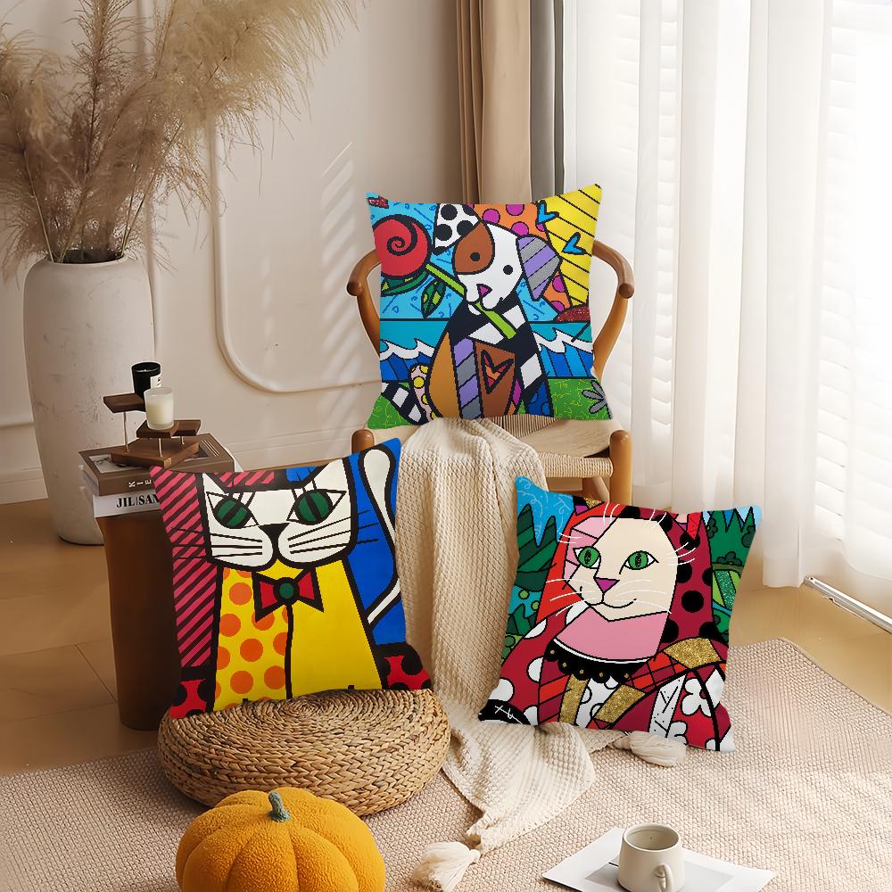 R-romero B-Britto Kunst Kissenbezug Geeignet Für Schlafzimmer Wohnzimmer Autos Heimdekoration