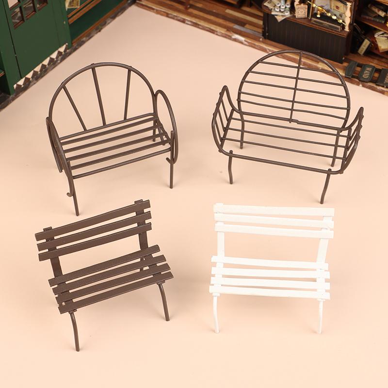 1/12 Dollhouse Mini Park Bench Recliner Lounge Chair Model Dollhouse Fairy Garden Decoration Micro Landscape Ornaments