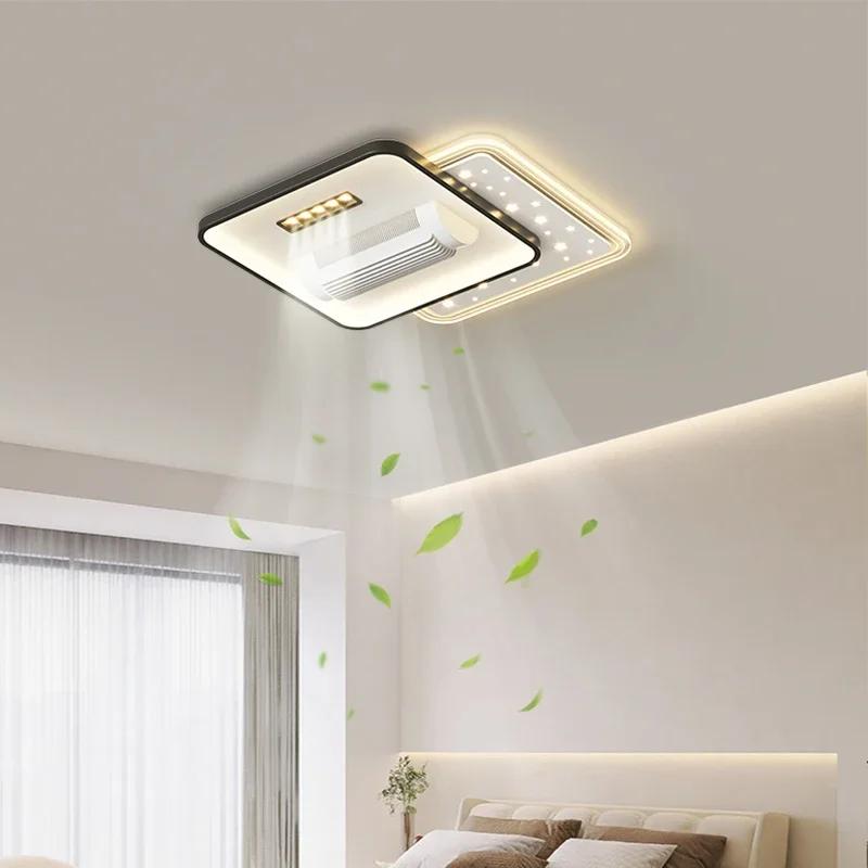Square Round Leaf Less Fan Light Full Spectrum LED Bright Eye Protection Ceiling Light 180 Degree Blowing Cool and Silent