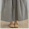 DIMANAF 2026 Summer Beach Plus Size Long Pants Women Elastic Waist Loose Vintage Casual Trousers Pants Print Plaid Bottoms