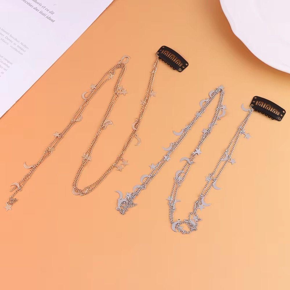 Boho Hair Accessory Moon Star Headpiece Vintage Braided Hair Chain Daily Wear