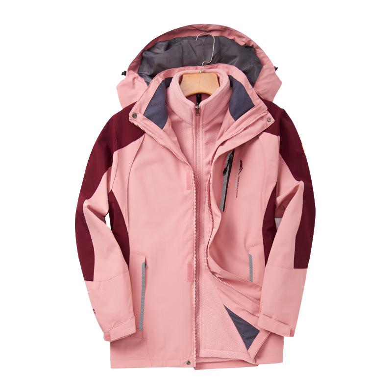 Outdoor Windproof 3-in-1 Detachable Mountaineering Suit with Two-Piece Fleece Liner