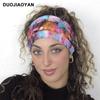 Knot Headband, Color Blocked Pattern Printed Sports Headband, Fashionable Polka Dot Wide Edge Elastic Headband
