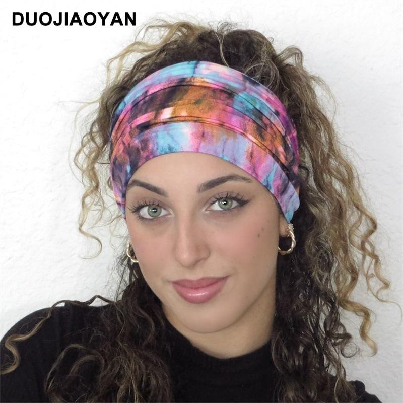 Knot Headband, Color Blocked Pattern Printed Sports Headband, Fashionable Polka Dot Wide Edge Elastic Headband