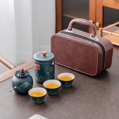Ceramic Express Cup, One Pot, Three Cups, High-end Travel Tea Set, Teapot Teacup, Ancient Rhyme and Guochao Gifts.