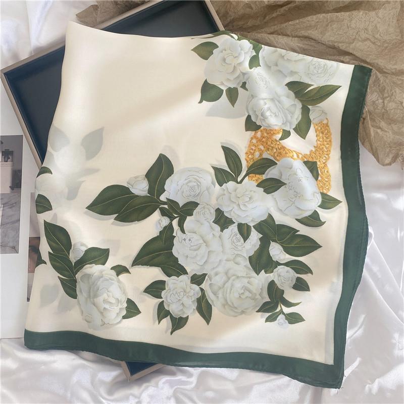 Luxury Desig Cashew Print Square Scarf Women’s Summer Breathable Silk Bandanna Luxury Female Neckerchief Fashion Hijab Gift 70cm