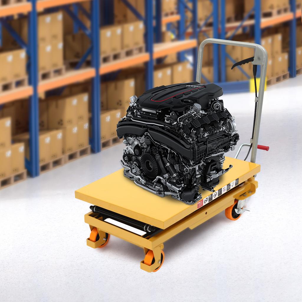 Hydraulic Lift Table Cart, 770lbs 51" Lifting Height with 4 Wheels And Non-Slip Pad, for Material Handling and Transportation