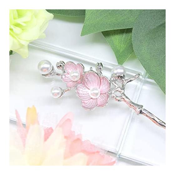 Miaomyao Hairpin Kanzashi Single Prong Hair Stick for Japanese Traditional Wear (Tomesode), Hair Accessory, Metal, Antique, Cubic Zirconia, Couple,