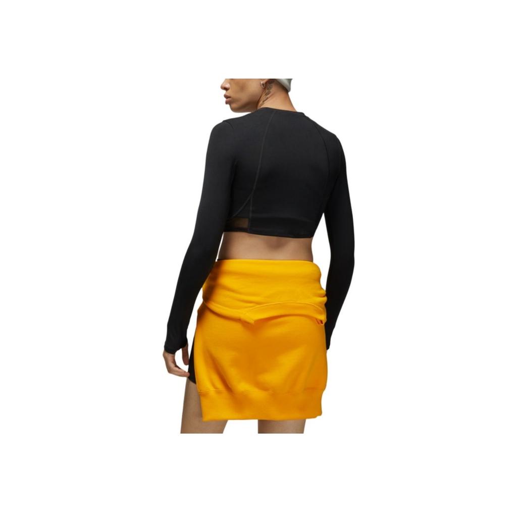 Jordan Solid Color Logo Round Neck Pullover Long Sleeve Crop Fitness Top Women Tops Black DQ4397-010