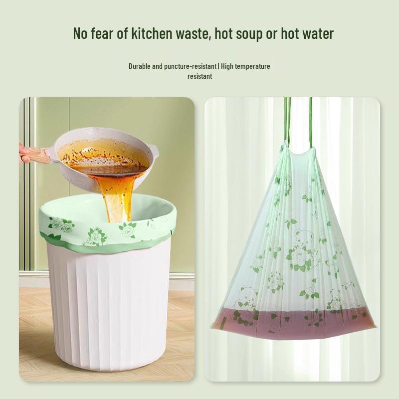 Mugwort Mosquito-Repellent Tear-Free Trash Bag with Drawstring – Extra Thick for Dormitory and Kitchen