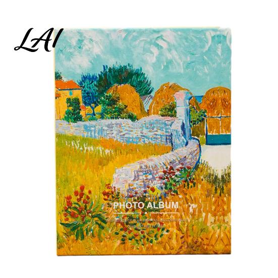 Thick Cardboard Photo Album Oil Painting Style Album Cartoon Slip-In Pocket Kids Memory Book Paper Easy Insert Cover Storage Transparent Sleeves