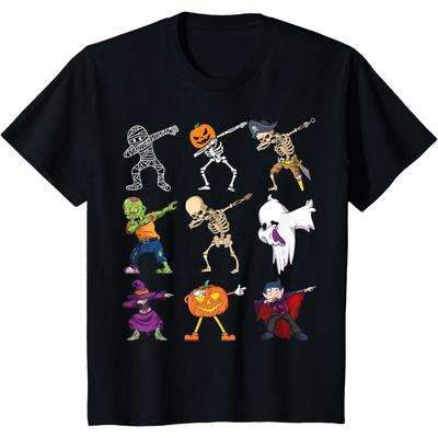 Dabbing Halloween Αγόρια Σκελετός Ζόμπι Τρομακτικό Κολοκύθα Μούμια T-Shirt(1)