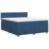 Box Spring Bed with Mattress and Headboard Blue 140 X 190 Cm Fabric