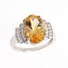 Bague Élégante en Argent Sterling 925 Citrine Naturelle 6.05ct Ovale 10x14mm Véritable Pierre Précieuse Bijou Fin Bague Solitaire pour Cadeau de Saint-Valentin pour Femme