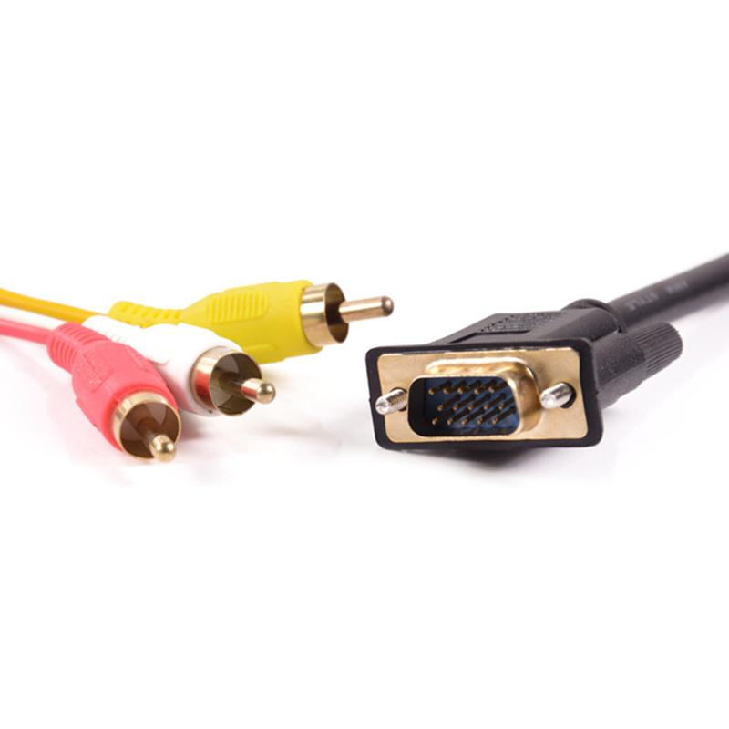 1,5M VGA zu 3RCA Kabel Vergoldetes AV-Konverterkabel mit Magnetring für TV Computer PC Tablet Video-Audio-Adapter zur Verlängerung
