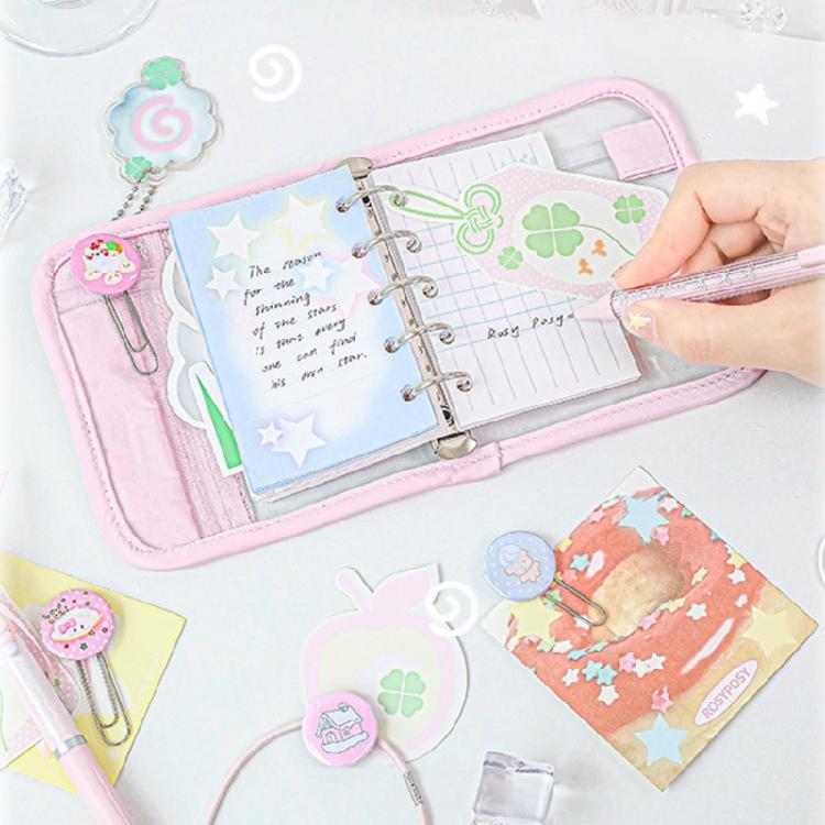 PVC 5 Rings Binder Notebook with Refill Paper 5 Hole Binder Journal Planner PVC 5 Rings Binder with Card Pocket