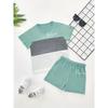 Summer Children's Boys Clothes Color Matching T-shirts and Shorts 2-piece Set Baby Girls Short-sleeved Tops and Bottoms