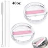 30oz/40oz Tumbler Lid Replacement Fit for Stanley Cup, 2 Pack Replacement Tumbler Lids , with 2 Straws and 1 Cleaning Brush