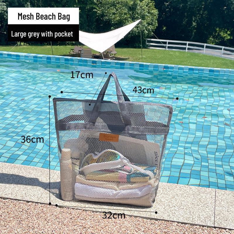 Large Capacity Mesh Beach Bag: Versatile Shoulder and Hand-Held Travel Wash Bag