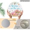 2D Flat, 1pc Round Aluminum "Spring in the Air" Sign, Pink Truck & Tulip Watercolor Metal Wall Art, Butterfly Floral Design, Waterproof & Durable