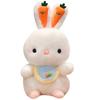 Cartoon Sitting White Rabbit Doll Plush Toy Bib Carrot Bunny Animal Plushie Peluche Soft Fluffy Present