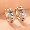 Elegantes pendientes de aro de circonita cúbica azul para mujeres y niñas, joyería de boda de lujo en color dorado