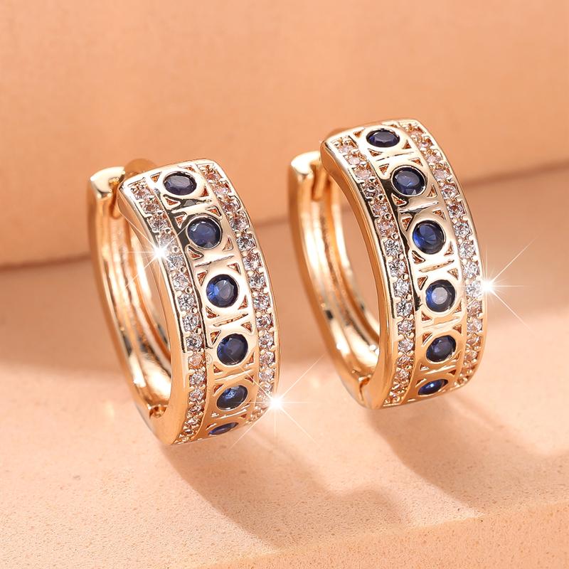 

Элегантные серьги-кольца с синим кубическим цирконием для женщин и девочек, роскошные свадебные украшения золотого цвета синий/золотой