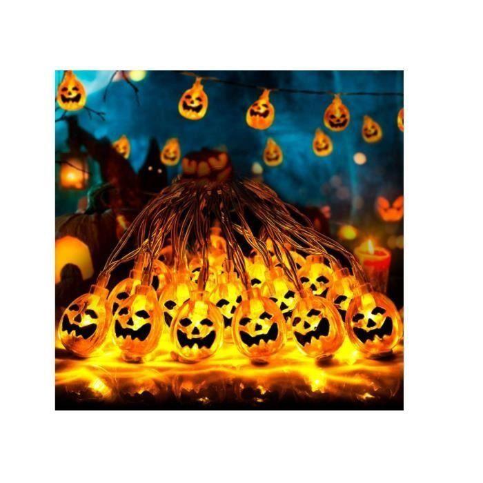 Guirlande lumineuse - AIMOONSA - Guirlande Lumineuse Citrouille - 20 LED - 3 m - 2 modes d'éclairage