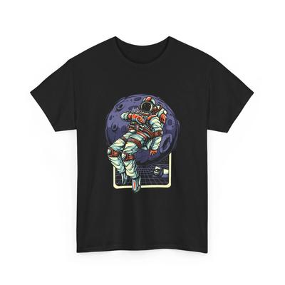 Astronaut Moon T-Shirt | Space Illustration Tee, Gift Idea, Cotton Graphic Shirt