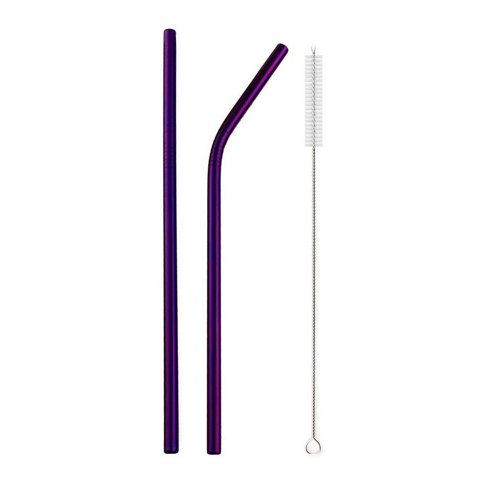 Reusable Metal Drinking Straw 18/10 Stainless Steel Straw Set High Quality Colorful Straw With Cleaner Brush Bar Party Accessory