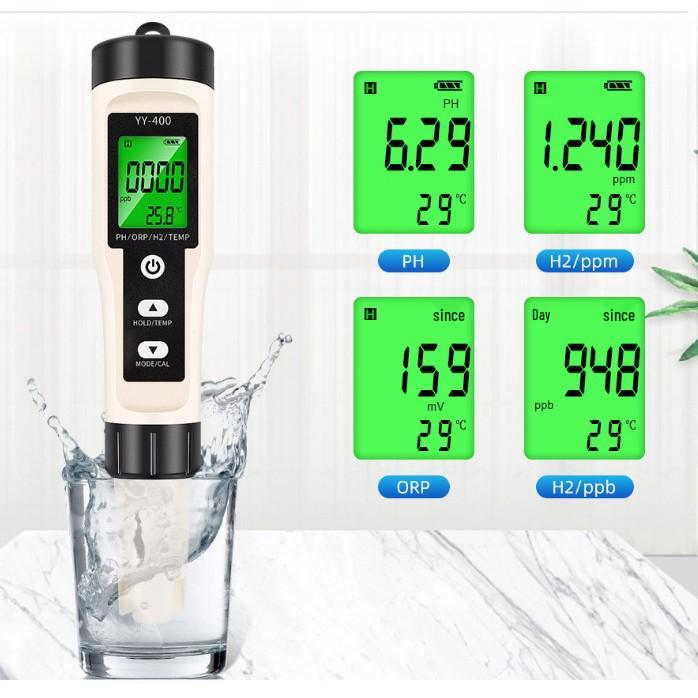 Hydrogen-Rich 4-in-1 pH Meter with ORP & Temp Backlit Water Quality Test Pen