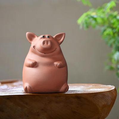 Scultura in Argilla Ceramica Mini Maialino Animale da Tè Miniatura Terrario Fai da Te Ornamento da Tavolo Souvenir