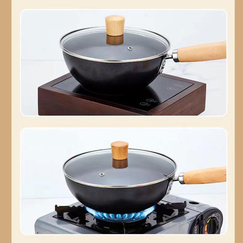 Kitchen Iron Pot Frying Pan Wok Pan Uncoated Gas Stove Induction Cooker Universal Non-Stick Iron Wok Saucepan Cookware Set