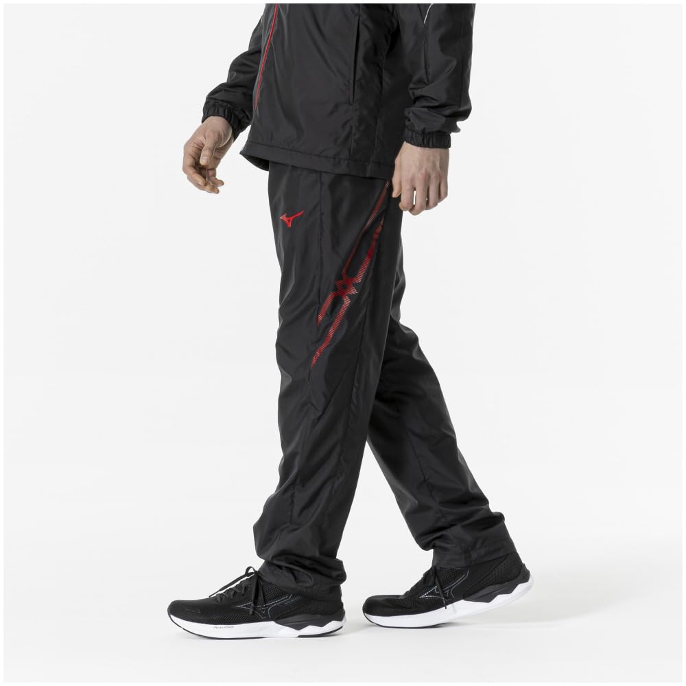 Breath Warmer Pants for and Size S Thermo-lined Training, Moisture-Wicking Heat-Generating, MC-LINE 32MFA631, Black/Chinese Red,