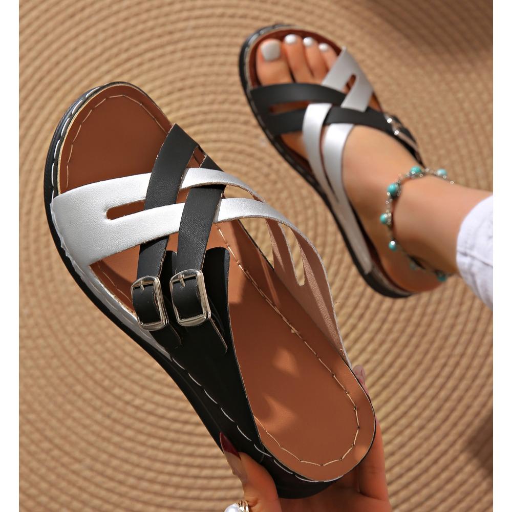 Summer Women Wedge Sandals Premium Orthopedic Open Toe Sandals Vintage Anti-Slip Leather Casual Slippers Platform Retro Shoes