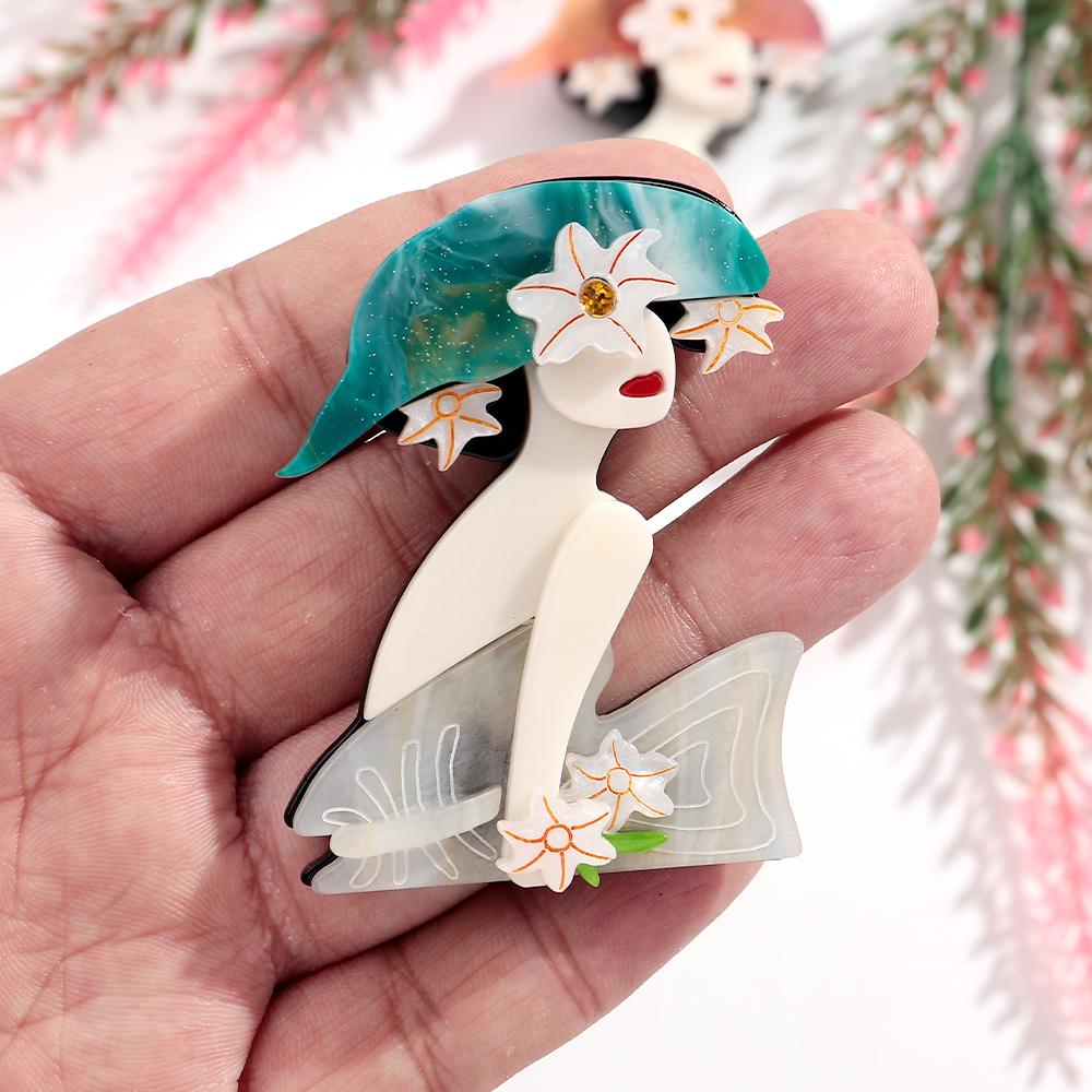 Lady Figure Brooches for Women Trendy Beautiful Badge Pins Office Jewelry Clothes Accessories Gift