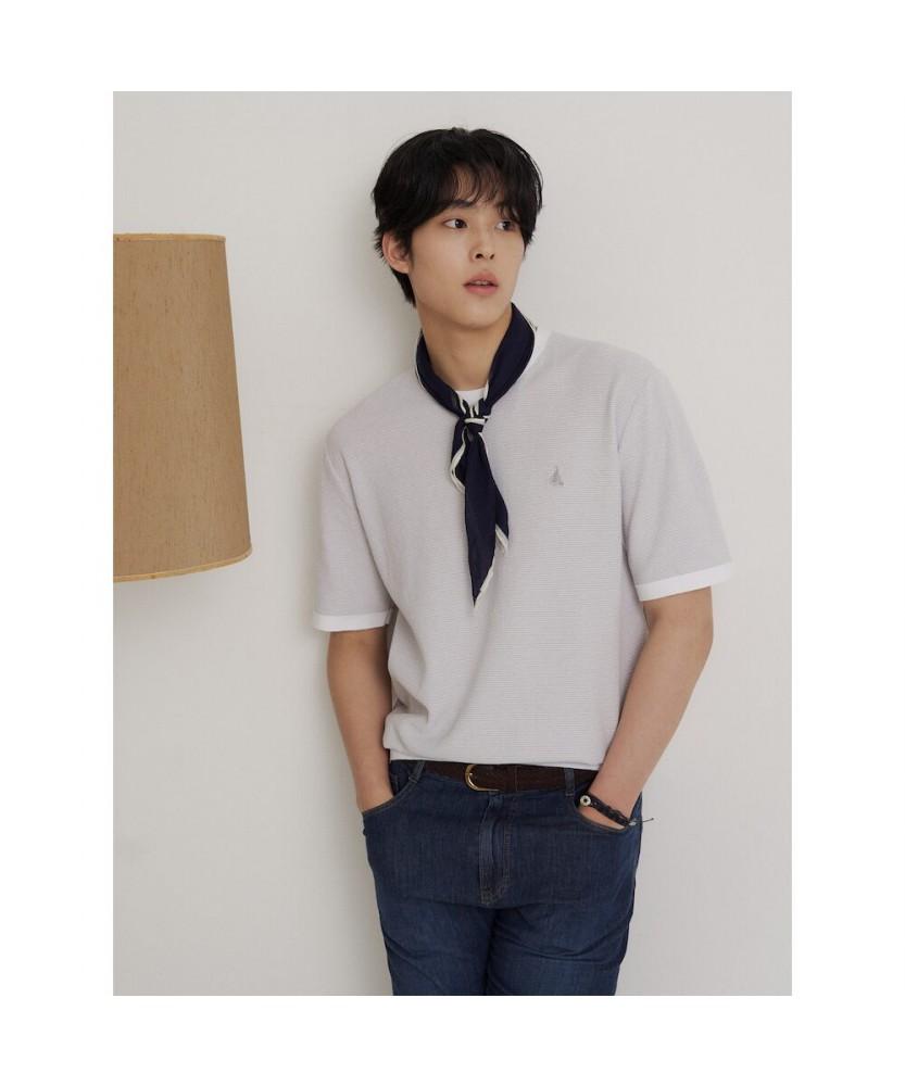 Binpolmen Two-Tone Texture Round Knit Light Gray