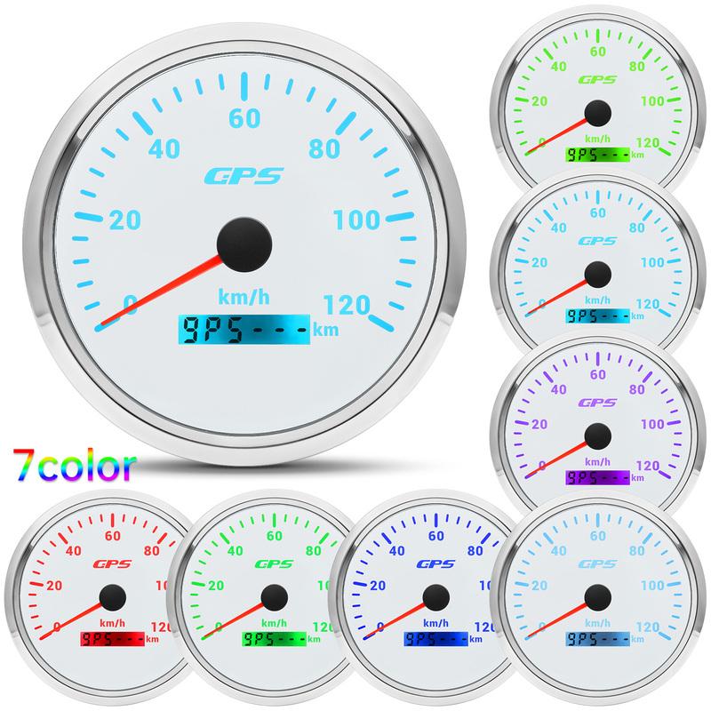 110MM Gauge 120km/h 120MPH GPS Speedometer  with Antenna for Car Boat Truck Motorcycle Speed Meter 7 Colors