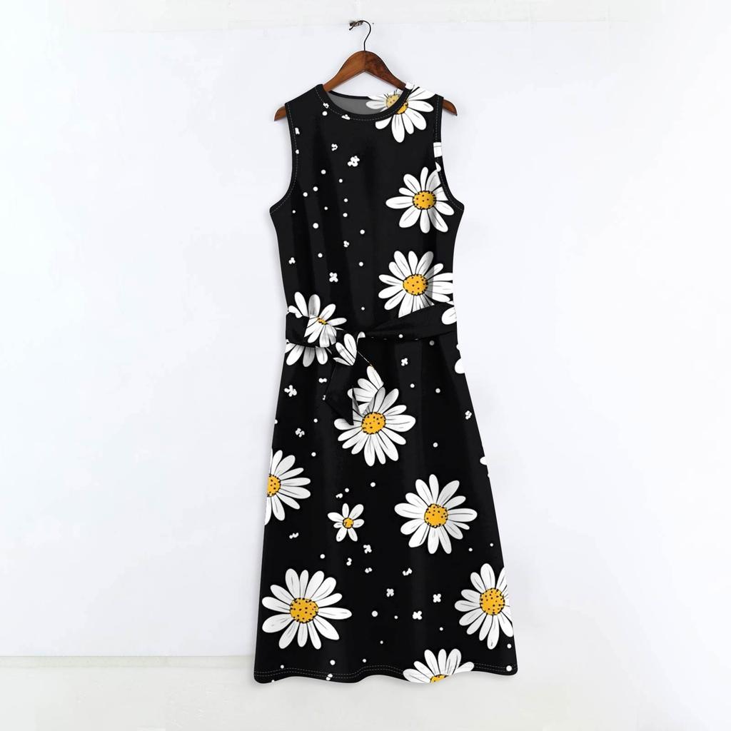 Abito Boho Senza Maniche Da Donna Casual Vestibilità Ampia Abito Estivo Stampato