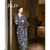 JK&JS French Style V-Neck Floral Midi Dress