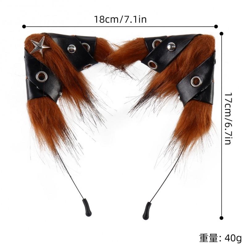 Halloween Cat Ear Headband Punk Leather Hair Hoop Party Cosplay