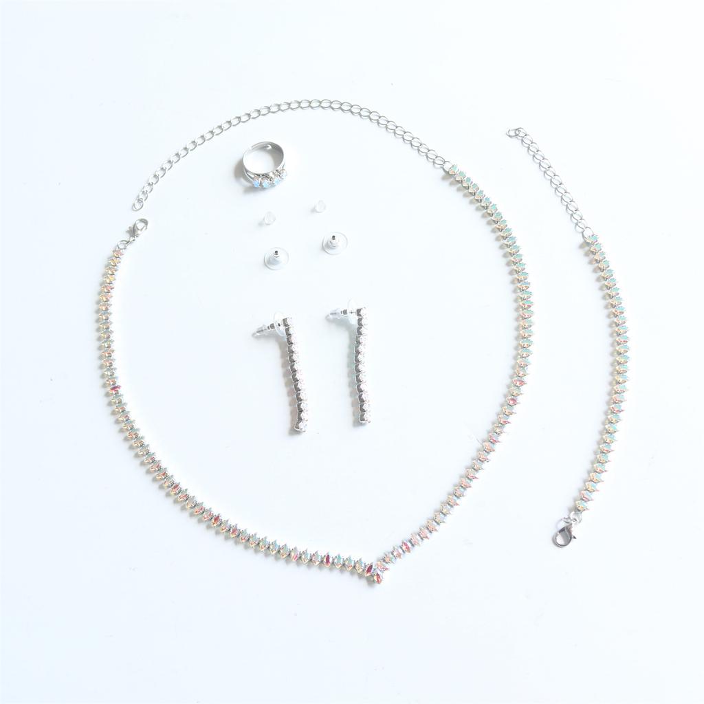 Fashion Rhombus Accessories Ethnic Style Neck Set Women'S Simple Rhinestone Necklace