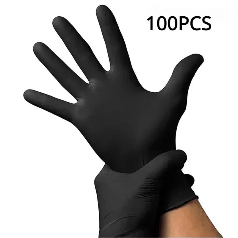 20/50/100PCS Black Nitrile Disposable Gloves for Work Latex Free Home Cleaning Glove Textured Mechanic Tattoo Hair Dye Beauty