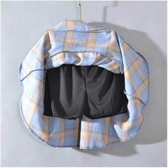 Retro Wollrock Hohe Taille Karomuster Herbst Winter College-Stil Figurbetont Kurzer Rock Rot A-Linien-Rock